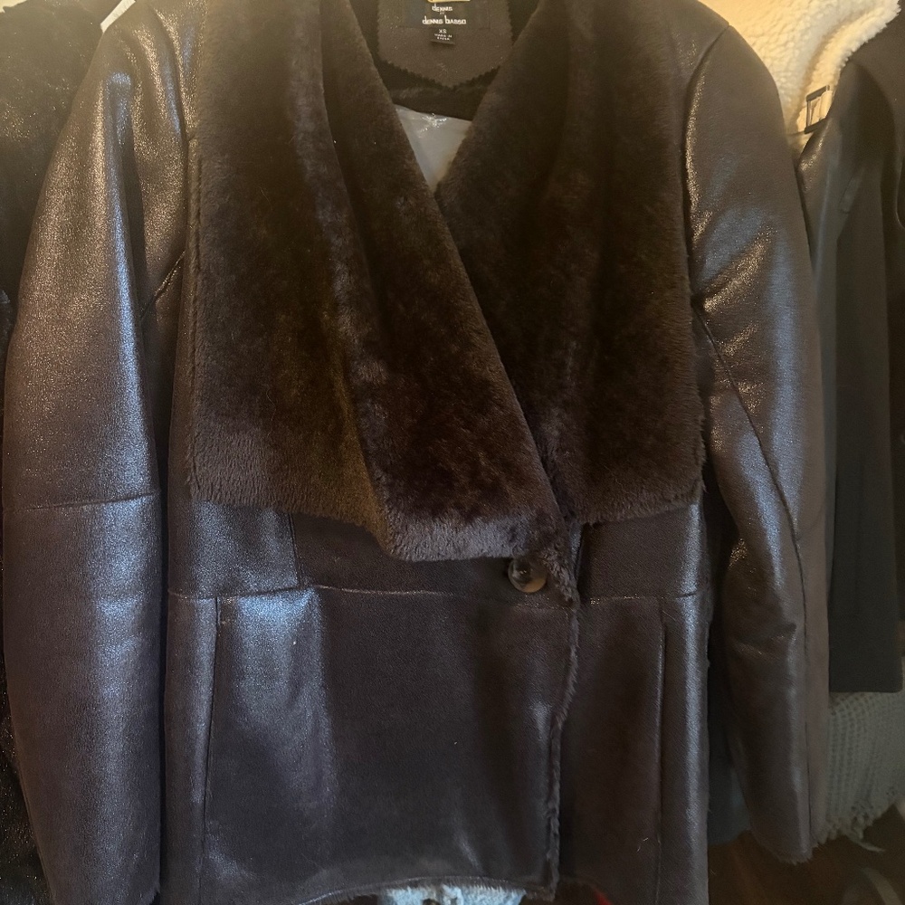 Dennis Basso sure and faux fur shawl jacket